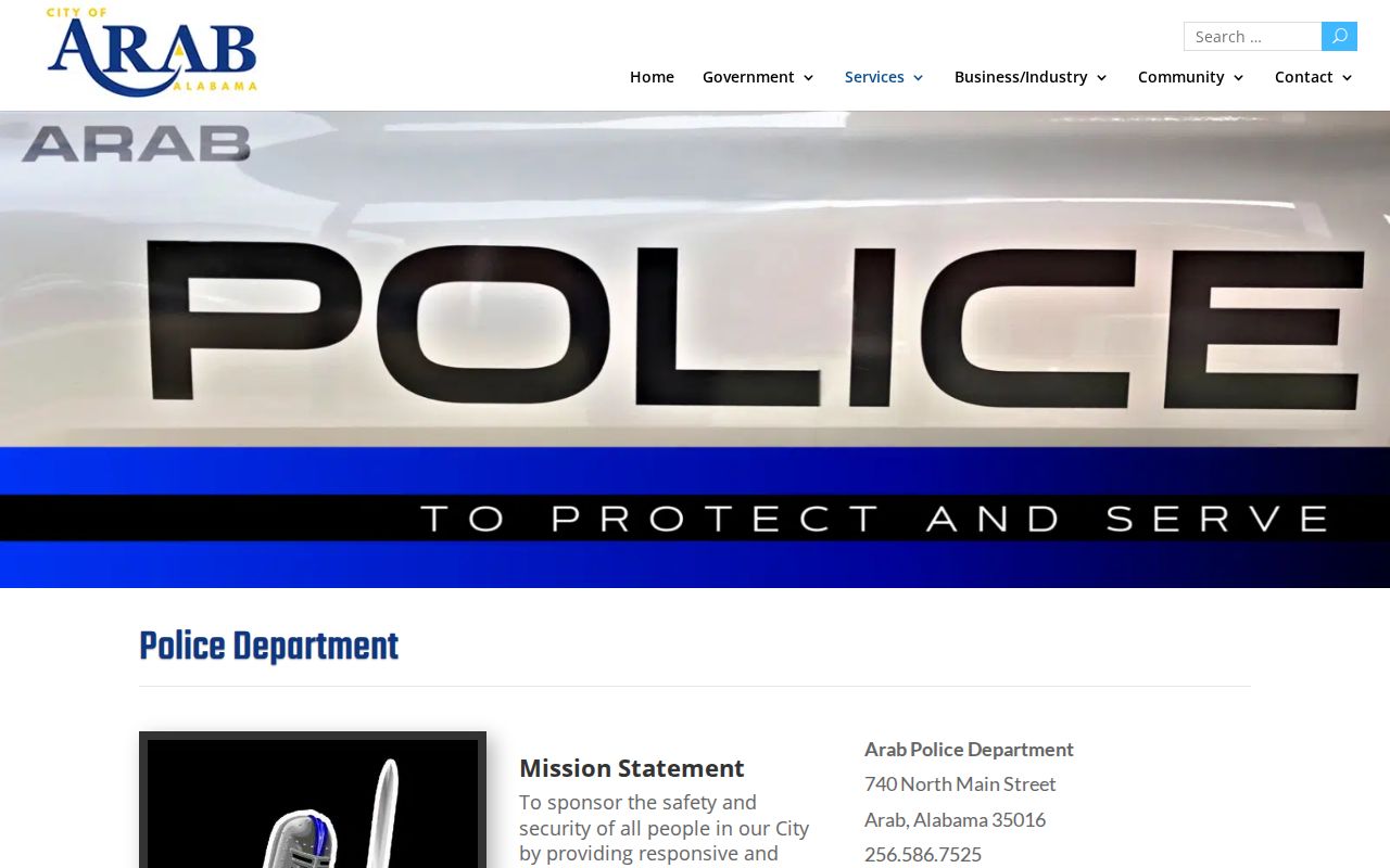 Arab criminal records Police Department contact page