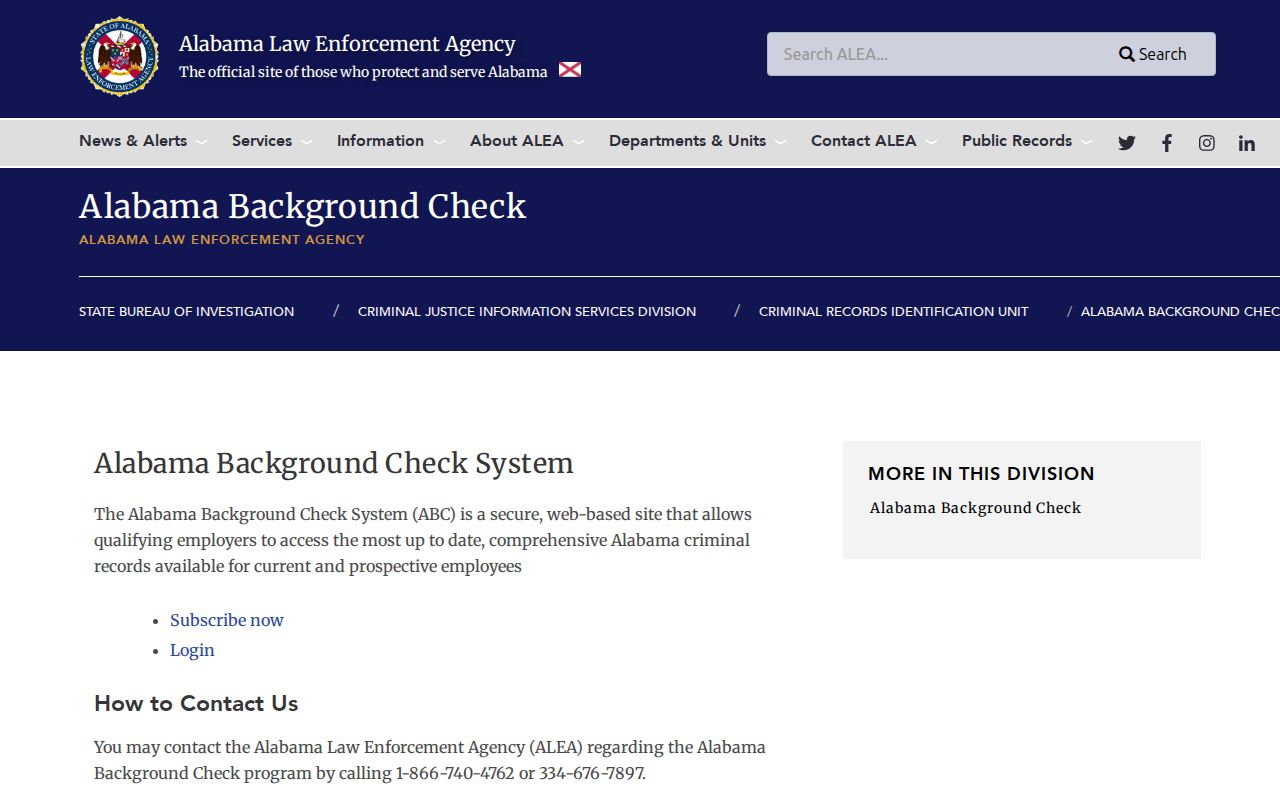 Cullman County criminal history ALEA personal background check process