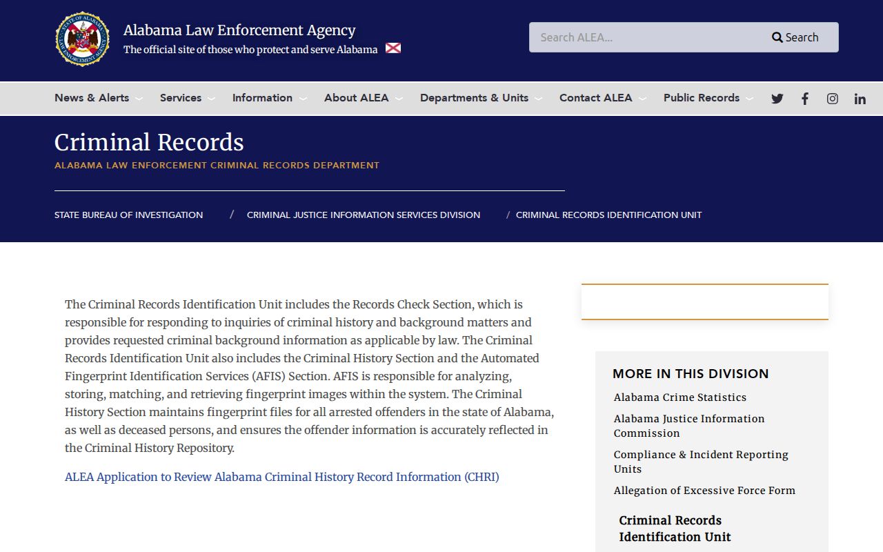 Cullman County criminal records ALEA state repository