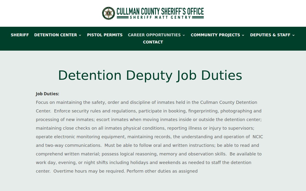 Cullman County arrest record booking and fingerprint processing